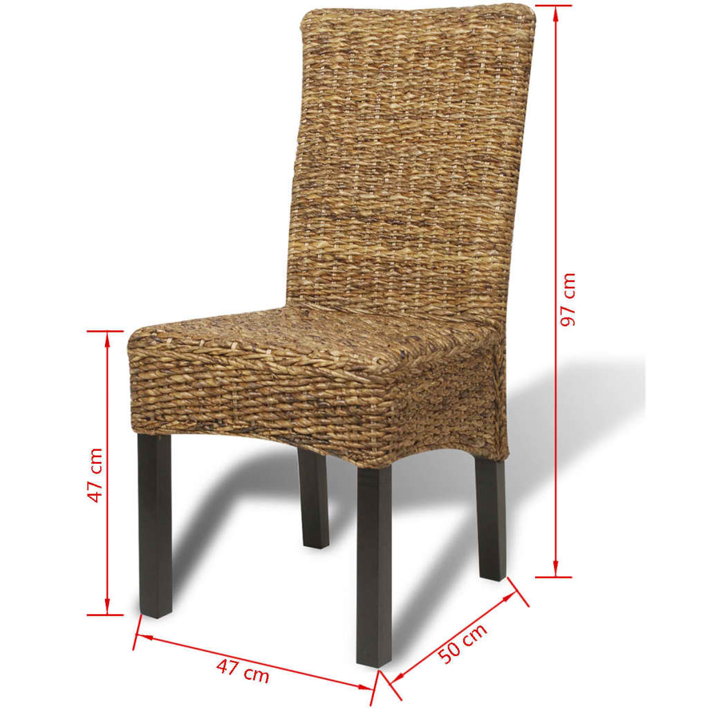 Sedie da Pranzo 2 pz in Abaca e Legno Massello di Mango | homemem39