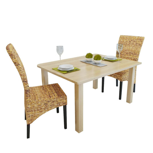 Sedie da Pranzo 2 pz in Abaca e Legno Massello di Mango | homemem39