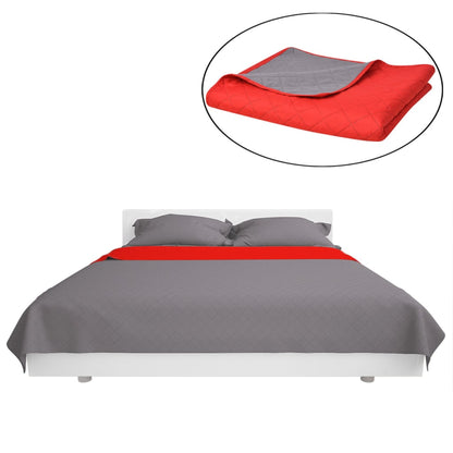 Copriletto Double-Face Trapuntato Rosso e Grigio 170x210 cm - homemem39