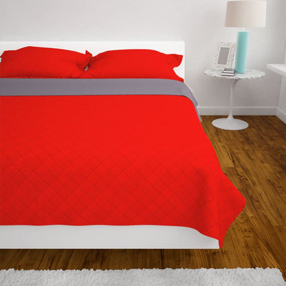 Copriletto Double-Face Trapuntato Rosso e Grigio 170x210 cm - homemem39