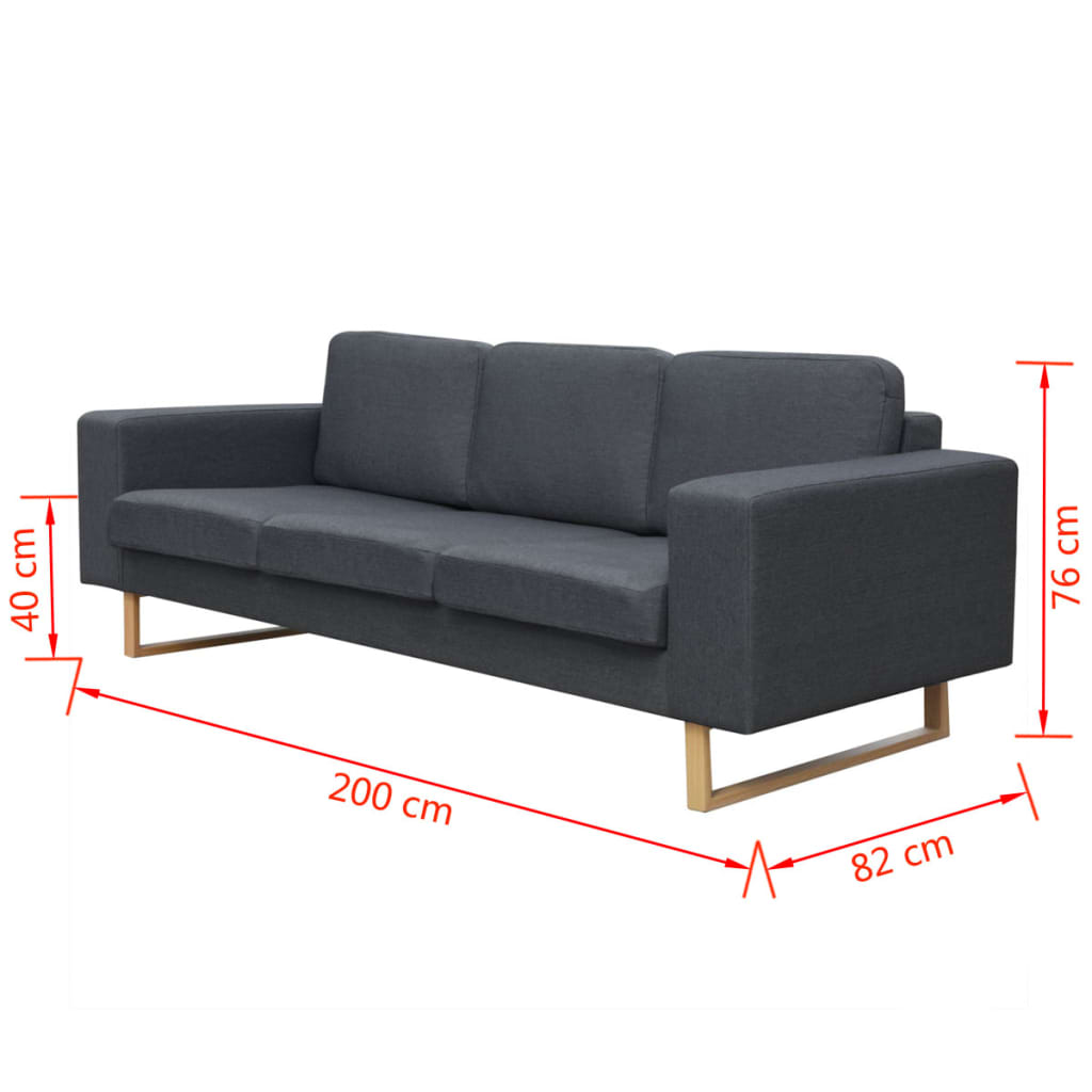 Set Divani a 2 posti e 3 Posti Grigio Scuro
