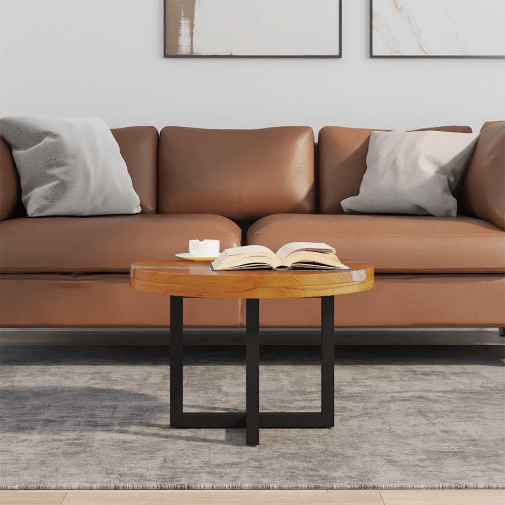 Tavolino da Salotto in Legno di Teak e Resina 60 cm | homemem39