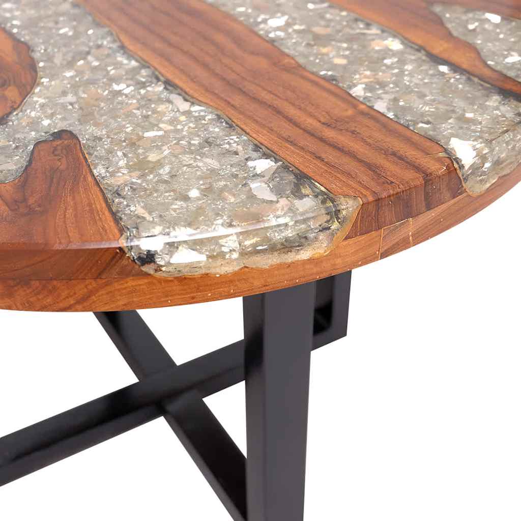 Tavolino da Salotto in Legno di Teak e Resina 60 cm | homemem39
