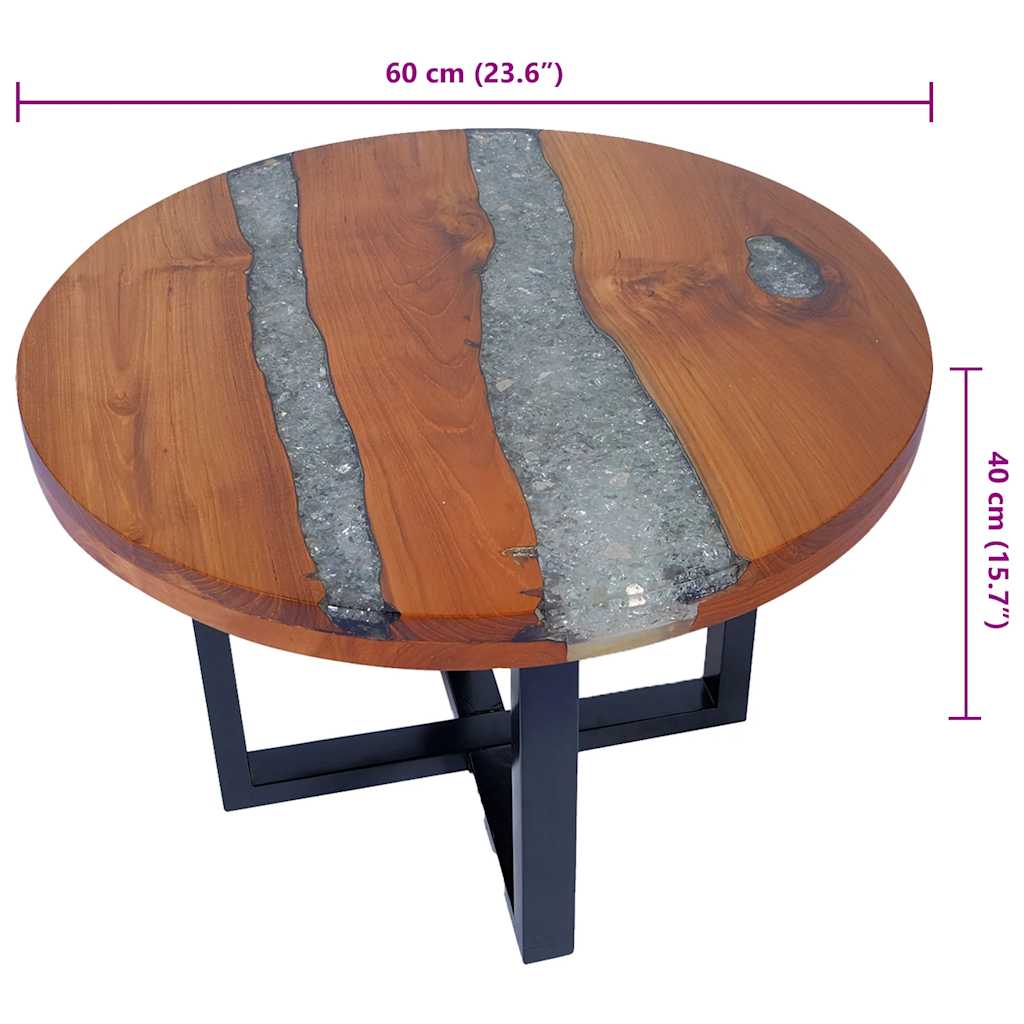 Tavolino da Salotto in Legno di Teak e Resina 60 cm | homemem39