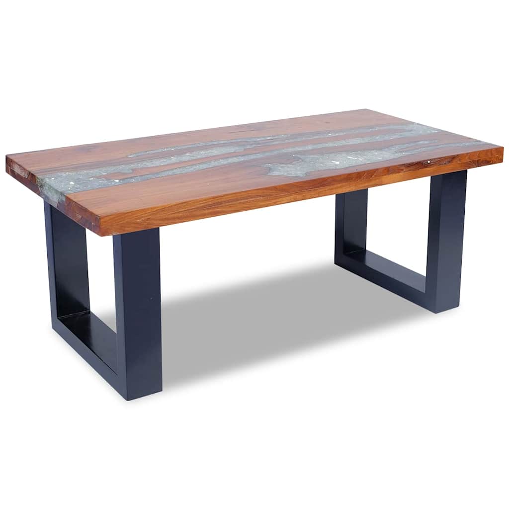 Tavolino da Salotto in Legno di Teak e Resina 100x50 cm | homemem39