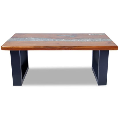 Tavolino da Salotto in Legno di Teak e Resina 100x50 cm | homemem39