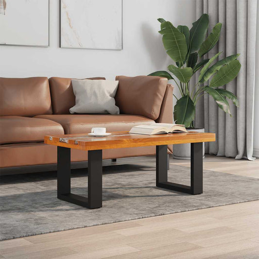 Tavolino da Salotto in Legno di Teak e Resina 100x50 cm