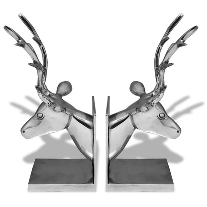 Fermalibri a Forma di Cervo 2 pz Alluminio Argento - homemem39