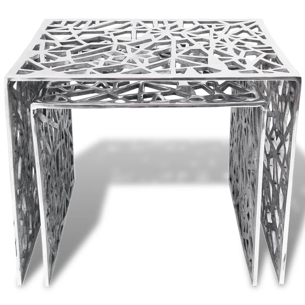 Set 2 Tavolini Quadrati Alluminio Argento | homemem39