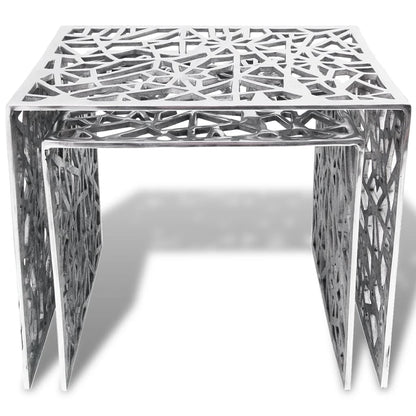 Set 2 Tavolini Quadrati Alluminio Argento | homemem39