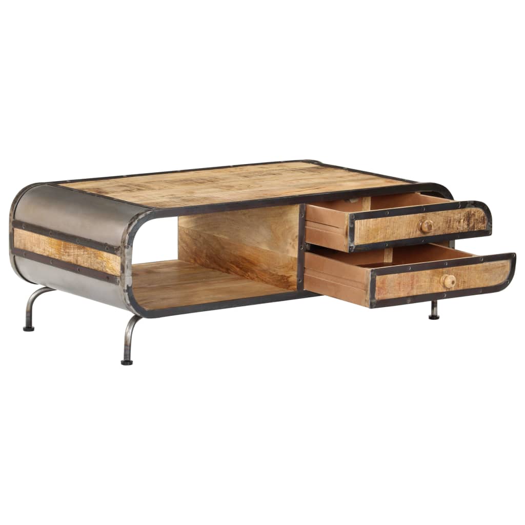 Tavolino da Salotto 100x50x35 cm in Legno Massello di Mango | homemem39