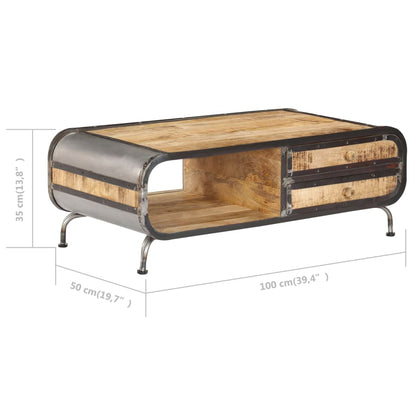 Tavolino da Salotto 100x50x35 cm in Legno Massello di Mango | homemem39