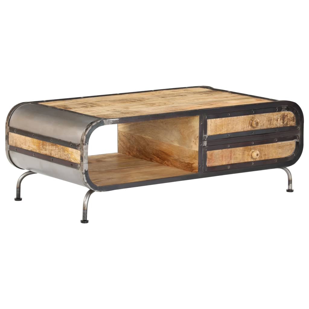 Tavolino da Salotto 100x50x35 cm in Legno Massello di Mango | homemem39