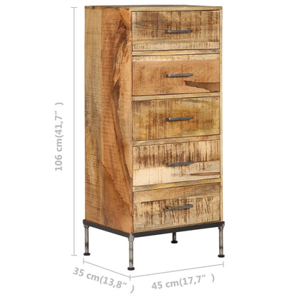 Cassettiera 45x35x106 cm in Legno Massello di Mango - homemem39