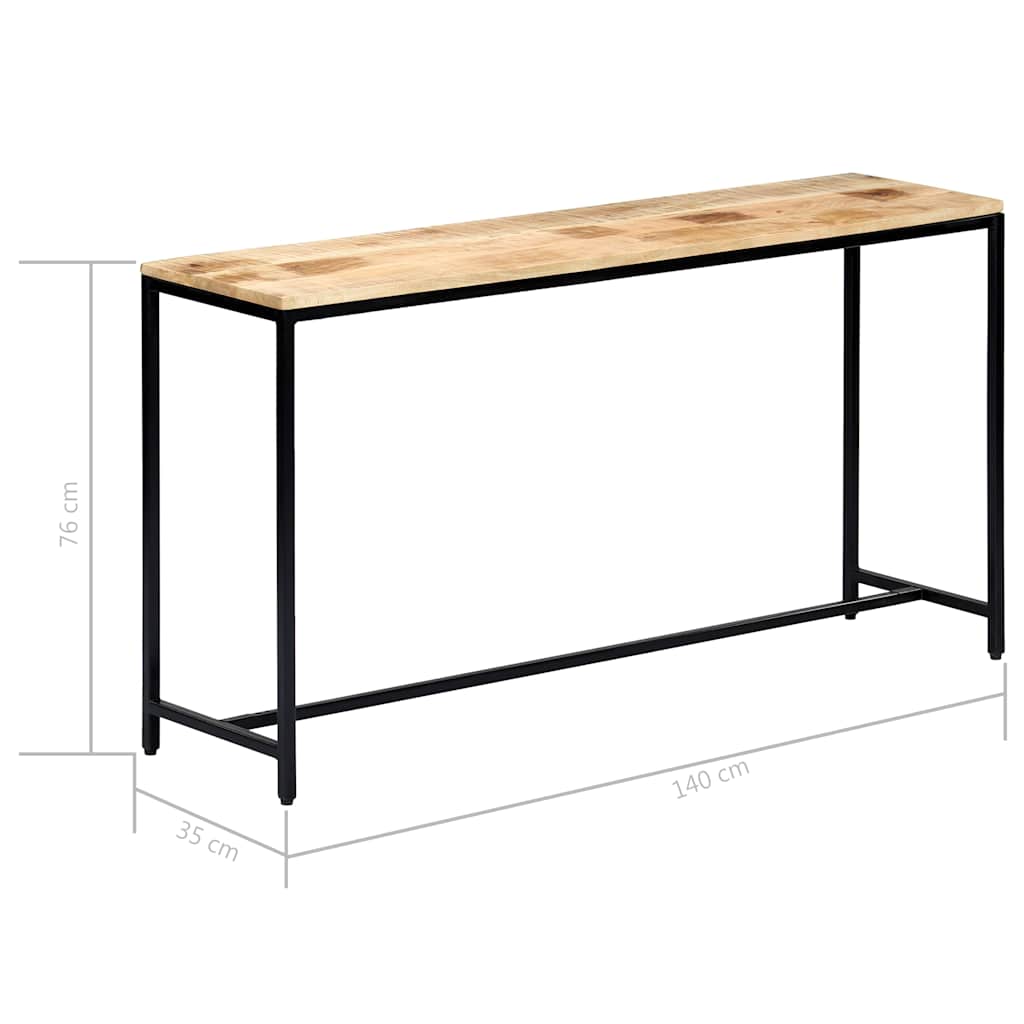 Tavolo Consolle 140x35x76 cm in Legno Massello di Mango Grezzo