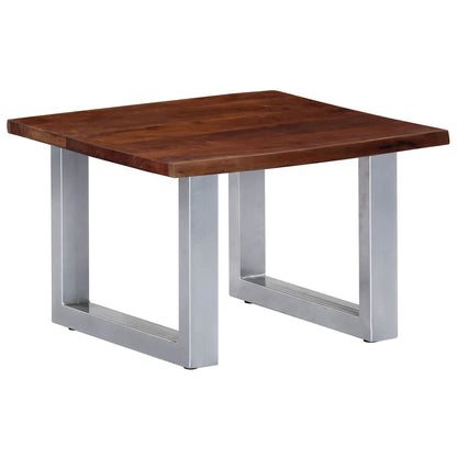 Tavolino da Salotto con Bordi Vivi 60x60x40 cm Massello Acacia