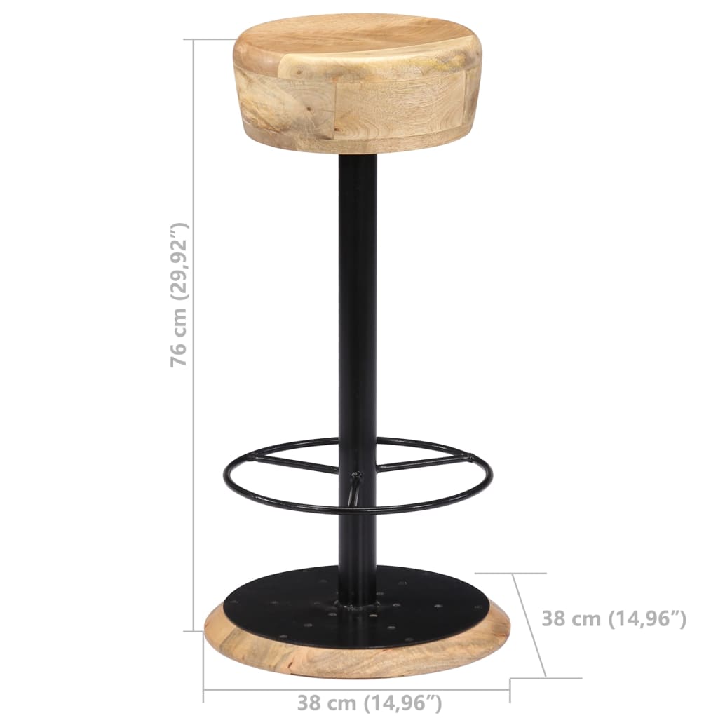 Sgabelli da Bar 2 pz in Legno Massello di Mango | homemem39
