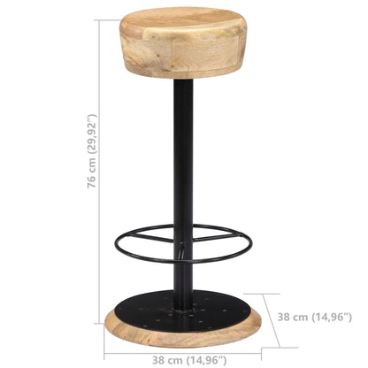 Sgabelli da Bar 2 pz in Legno Massello di Mango | homemem39