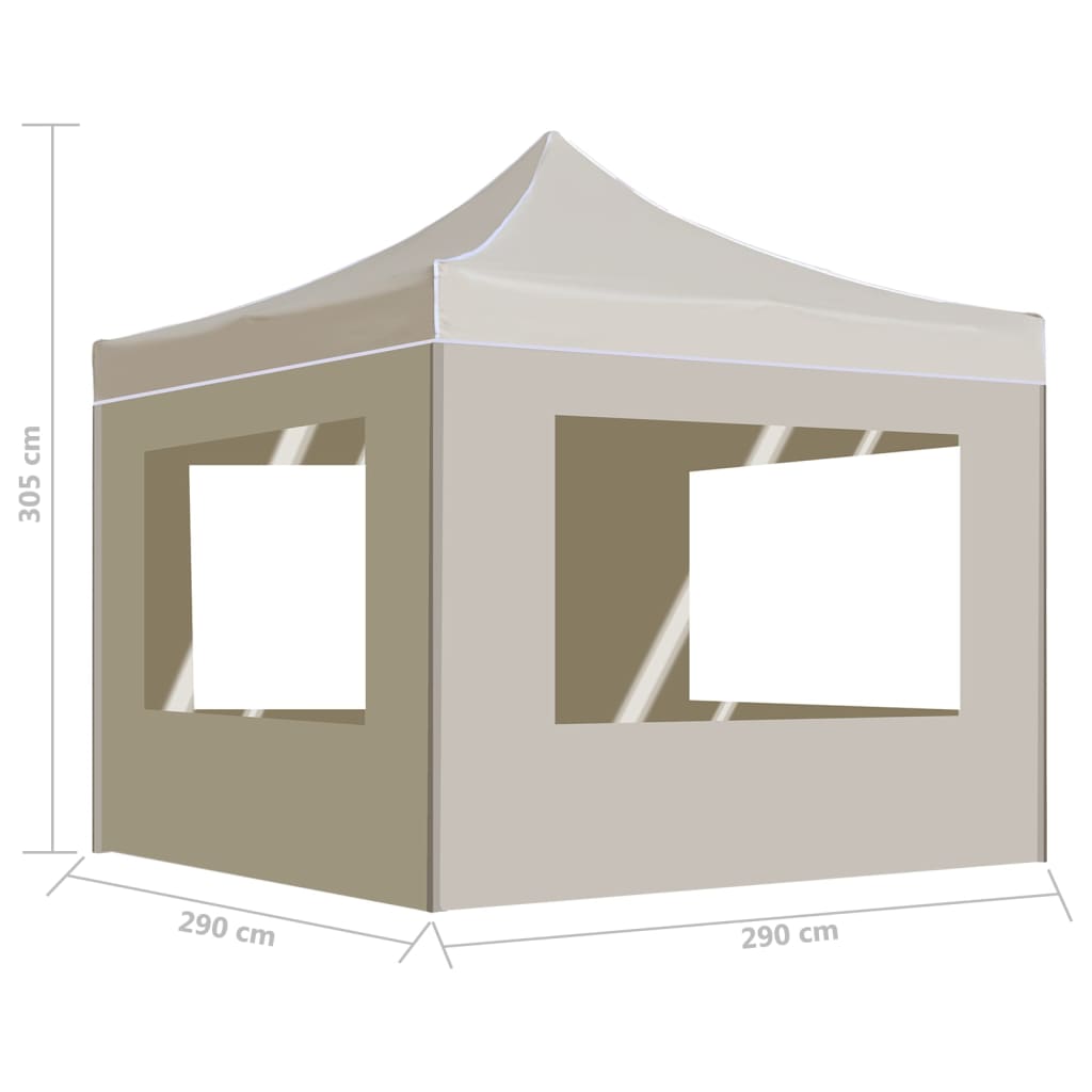 Gazebo Professionale Pieghevole Alluminio con Pareti 3x3m Crema - homemem39