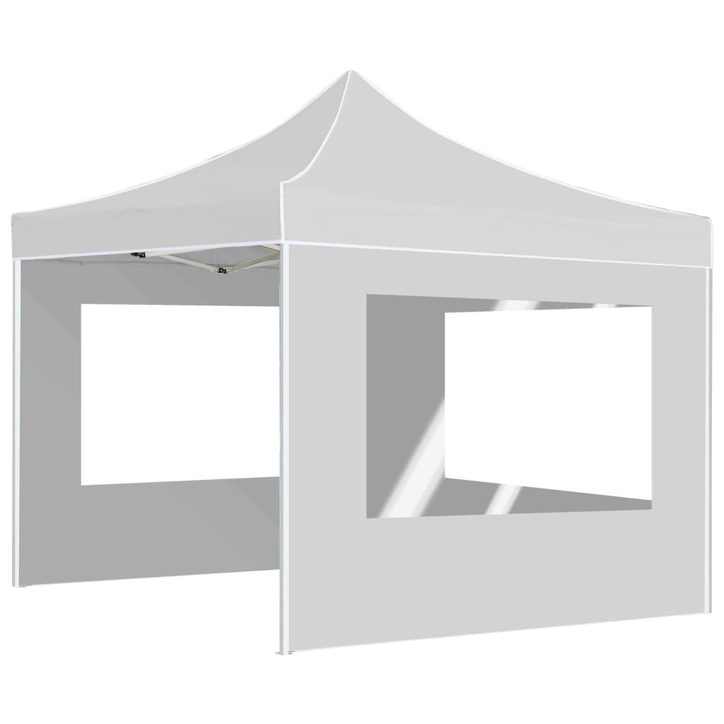 Gazebo Pieghevole con Pareti in Alluminio 3x3 m Bianco - homemem39
