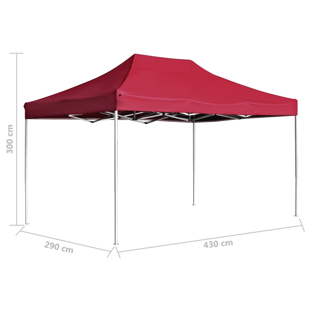 Gazebo Professionale Pieghevole Alluminio 4,5x3 m Rosso Vino - homemem39