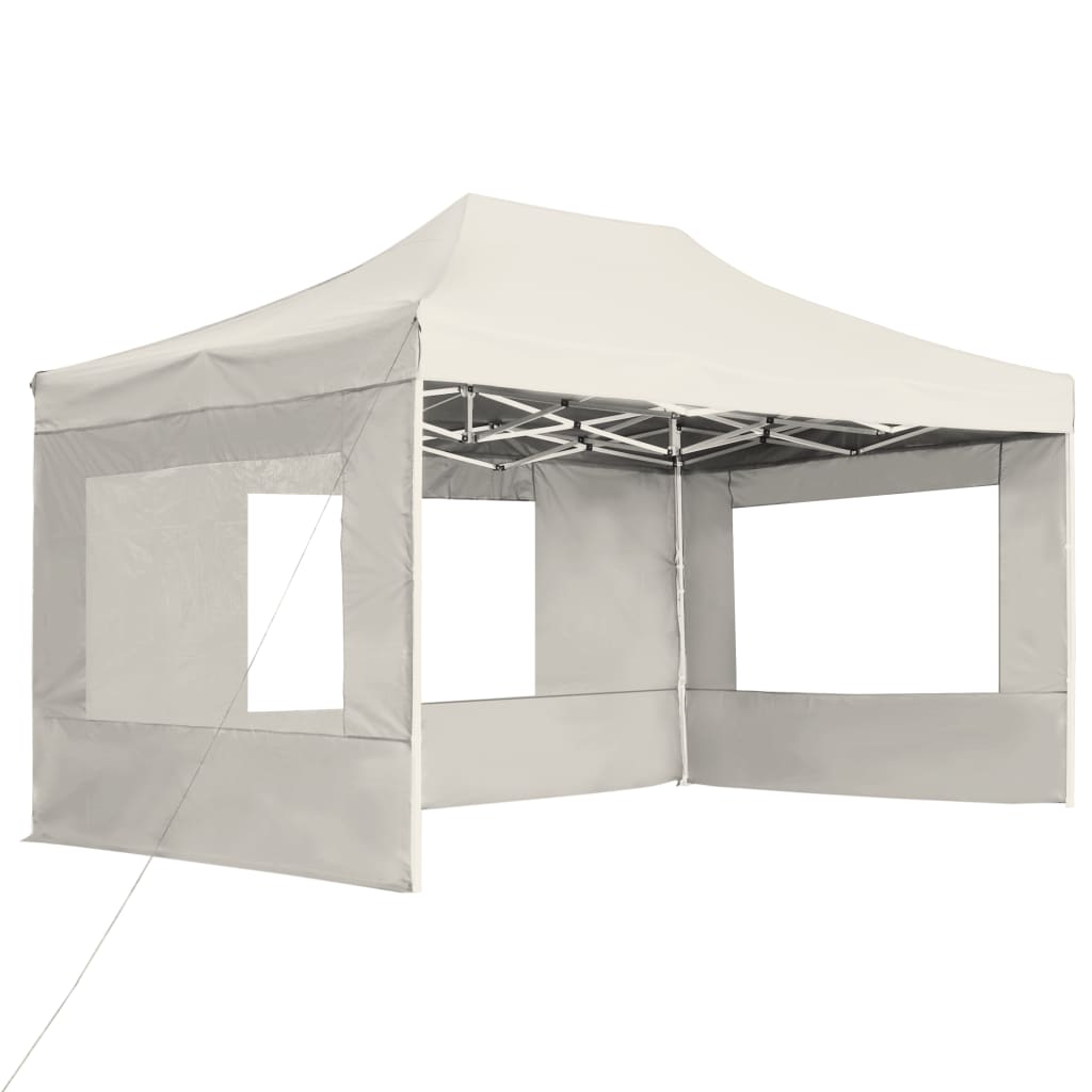Gazebo Professionale Pieghevole Pareti Alluminio 4,5x3m Crema - homemem39