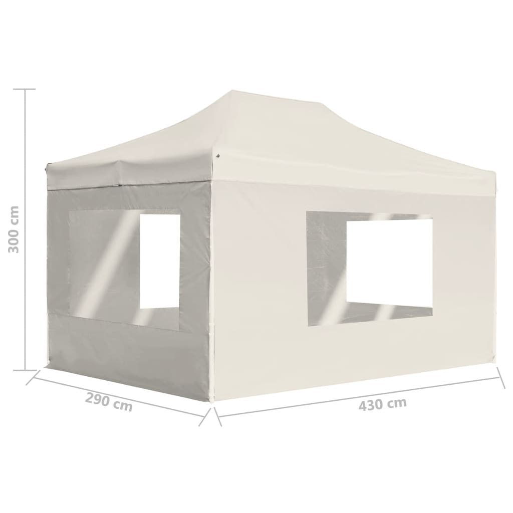 Gazebo Professionale Pieghevole Pareti Alluminio 4,5x3m Crema - homemem39