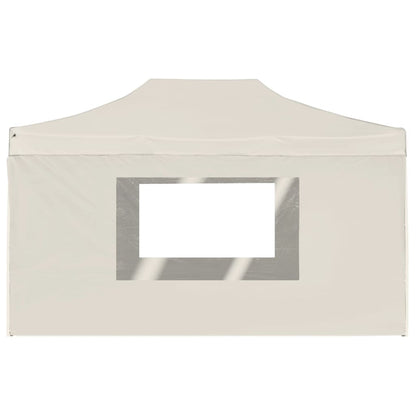 Gazebo Professionale Pieghevole Pareti Alluminio 4,5x3m Crema - homemem39