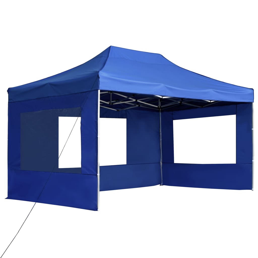Gazebo Professionale Pieghevole Pareti Alluminio 4,5x3m Blu - homemem39