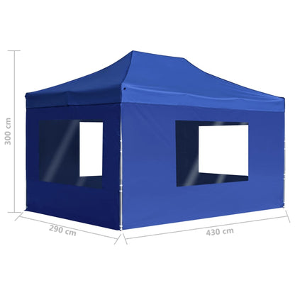 Gazebo Professionale Pieghevole Pareti Alluminio 4,5x3m Blu - homemem39