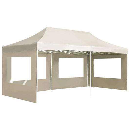 Gazebo Professionale Pieghevole Alluminio con Pareti 6x3m Crema