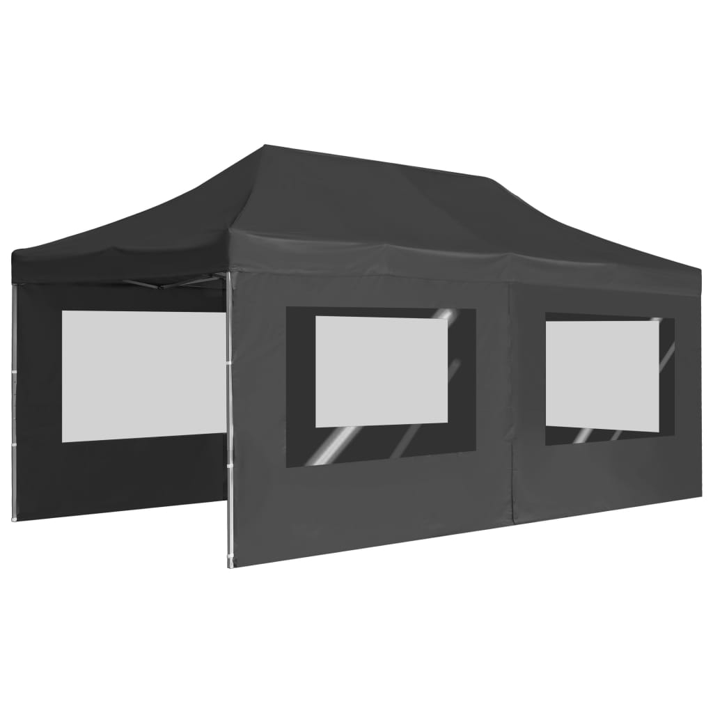 Gazebo Pieghevole con Pareti in Alluminio 6x3m Antracite | homemem39