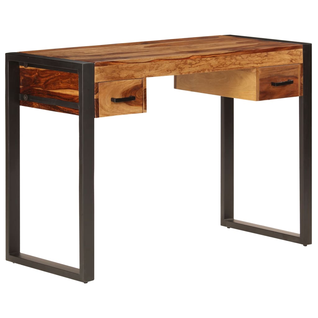 Scrivania con 2 Cassetti 110x50x77cm Legno Massello di Acacia | homemem39