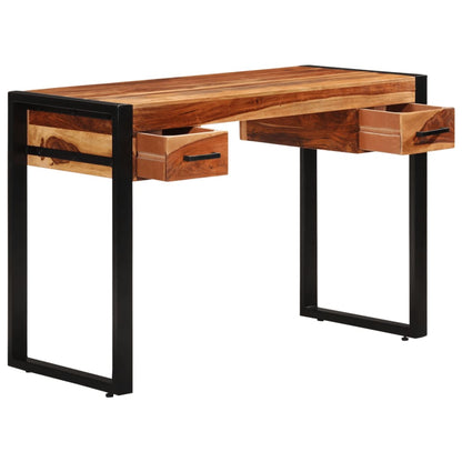 Scrivania con 2 Cassetti 110x50x77cm Legno Massello di Acacia | homemem39
