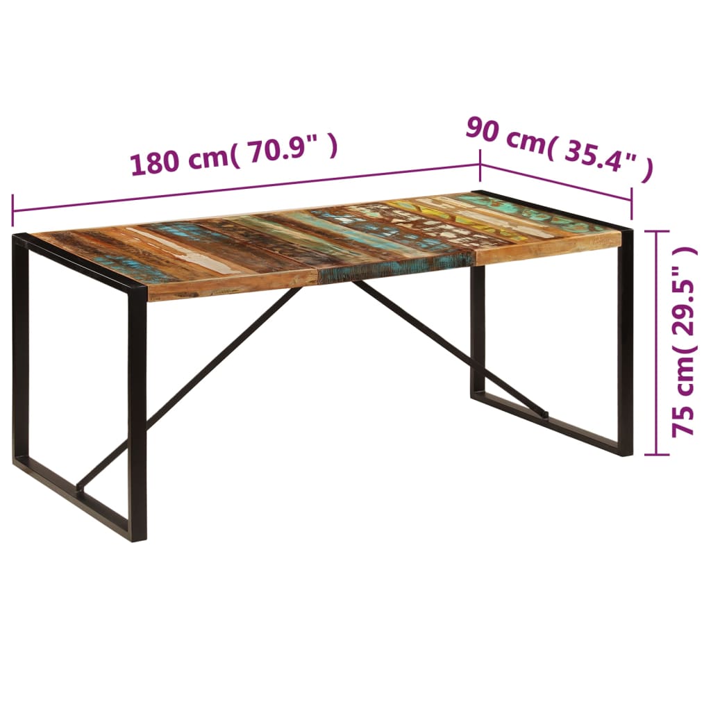 Tavolo da Pranzo 180x90x75 cm in Legno Massello di Recupero - homemem39