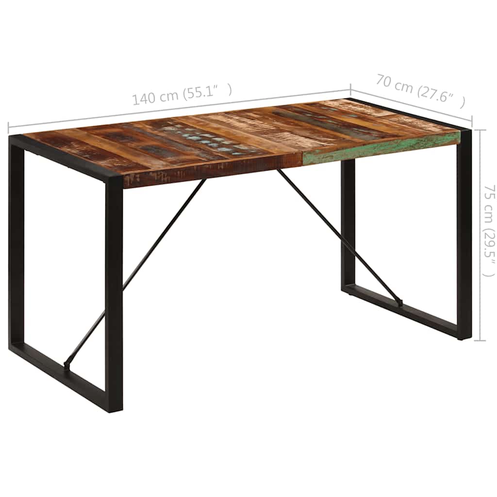 Tavolo da Pranzo 140x70x75 cm in Legno Massello di Recupero | homemem39
