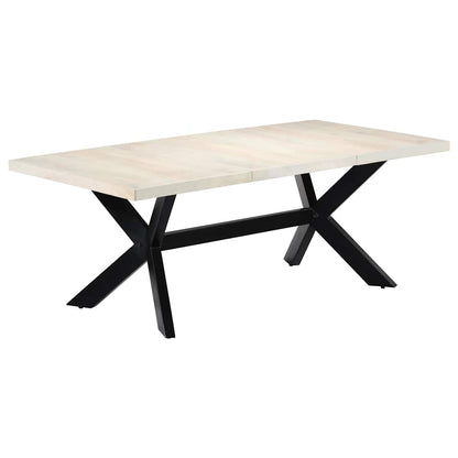 Tavolo da Pranzo Bianco 200x100x75 cm Legno Massello di Mango