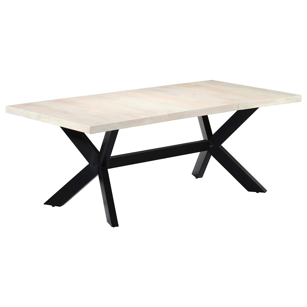 Tavolo da Pranzo Bianco 200x100x75 cm Legno Massello di Mango