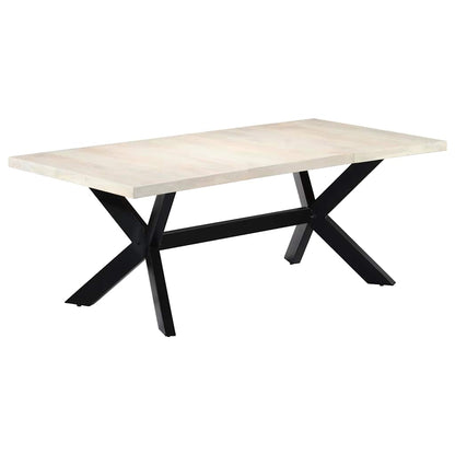 Tavolo da Pranzo Bianco 200x100x75 cm Legno Massello di Mango