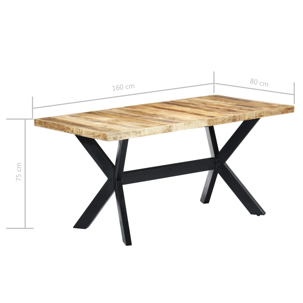 Tavolo da Pranzo 160x80x75 cm in Legno Massello di Mango Grezzo | homemem39