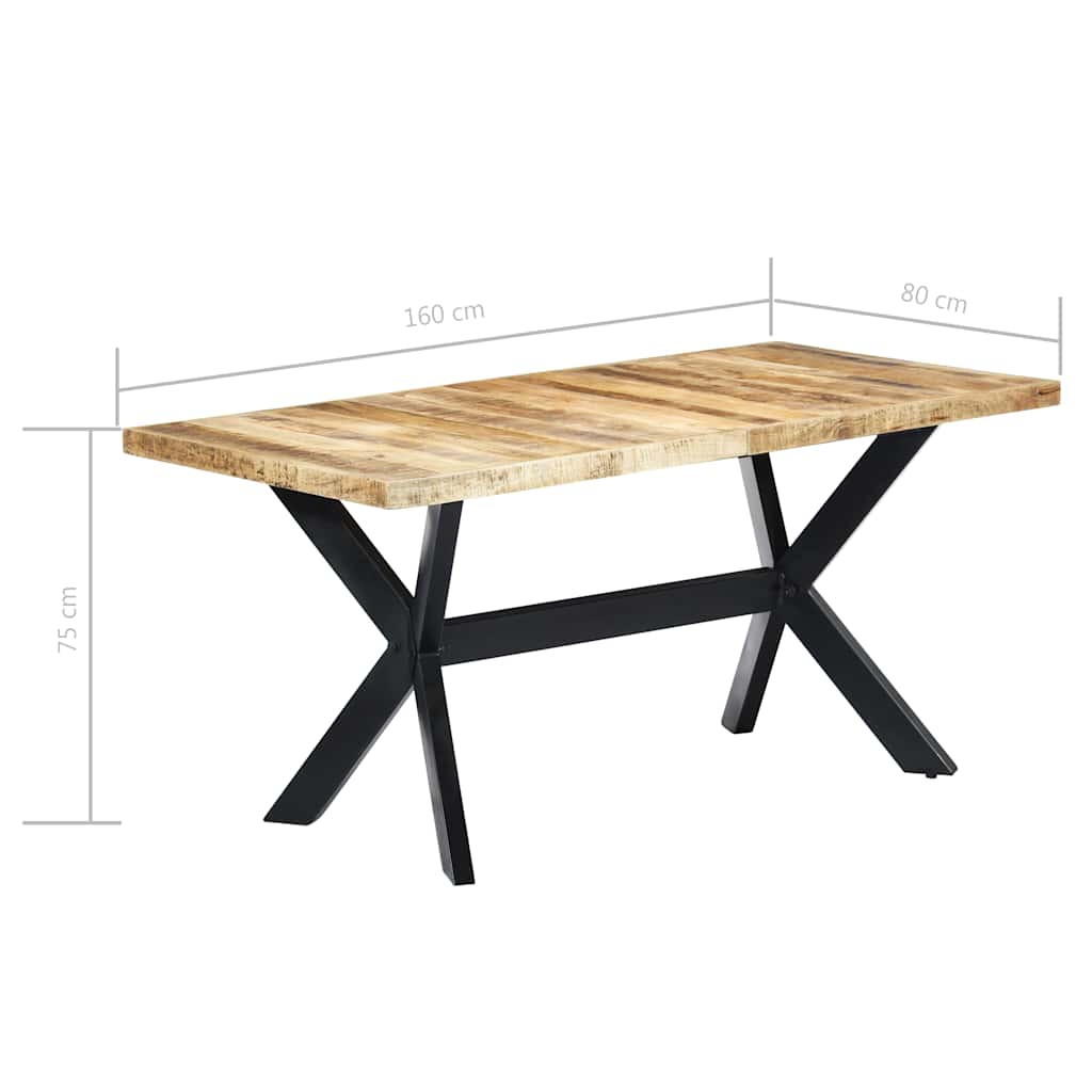 Tavolo da Pranzo 160x80x75 cm in Legno Massello di Mango Grezzo