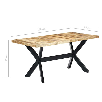 Tavolo da Pranzo 160x80x75 cm in Legno Massello di Mango Grezzo