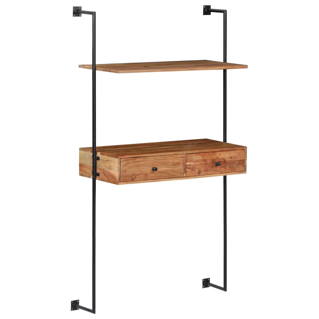 Scrivania a Parete 90x40x170 cm in Legno Massello di Acacia | homemem39