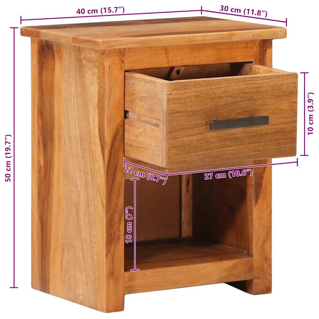 Comodino 40x30x50 cm in Legno Massello | homemem39