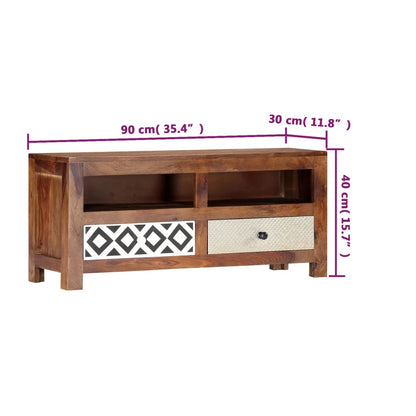 Mobile Porta TV 90x30x40 cm in Legno Massello di Acacia - homemem39