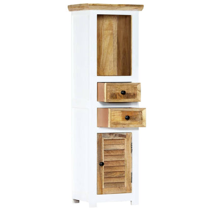 Credenza Bianca e Marrone 40x30x128 cm in Legno di Mango Grezzo | homemem39