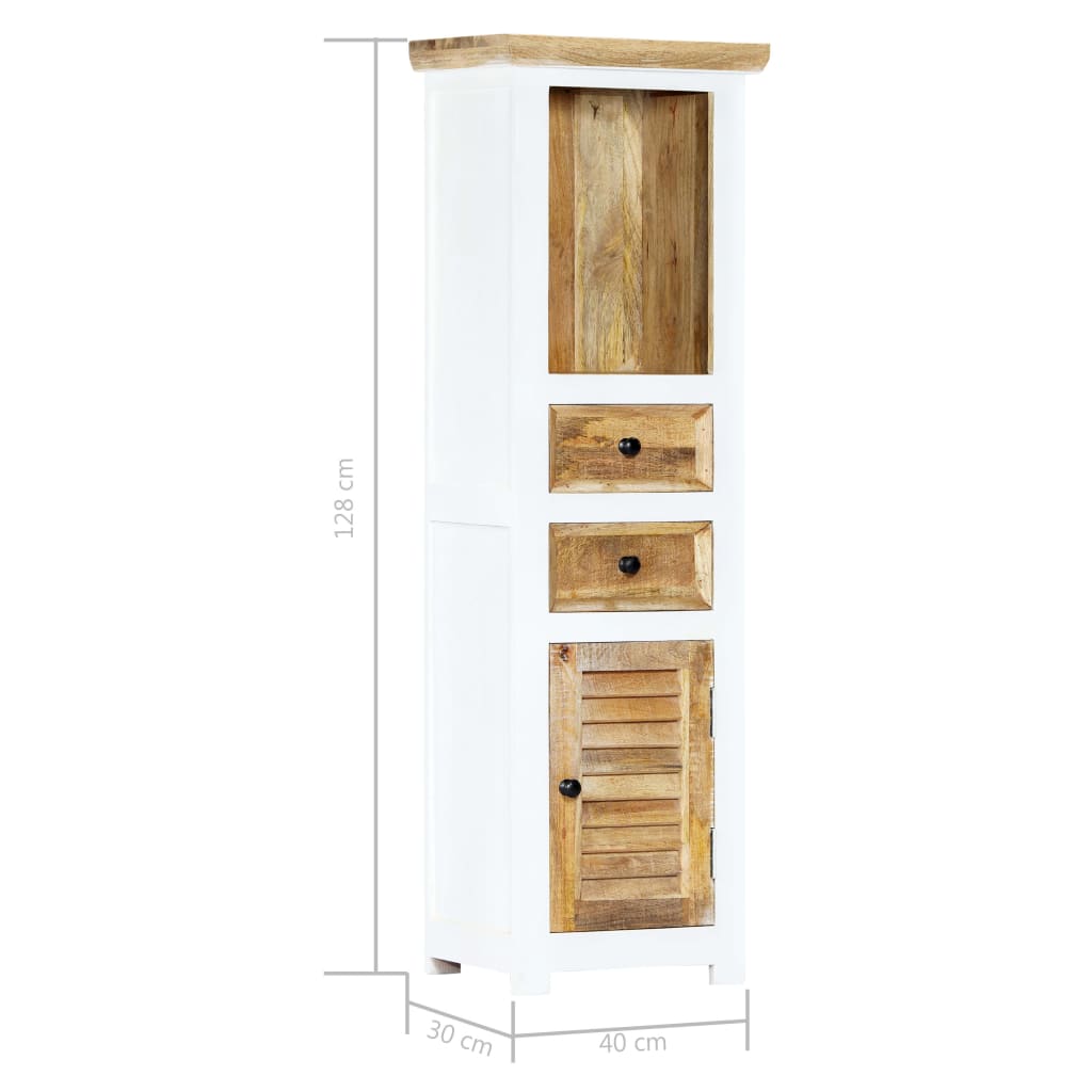 Credenza Bianca e Marrone 40x30x128 cm in Legno di Mango Grezzo | homemem39