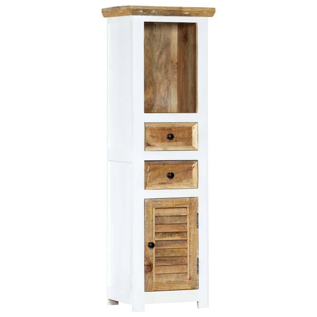 Credenza Bianca e Marrone 40x30x128 cm in Legno di Mango Grezzo | homemem39
