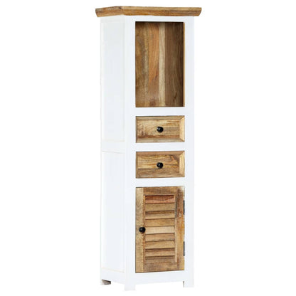 Credenza Bianca e Marrone 40x30x128 cm in Legno di Mango Grezzo | homemem39