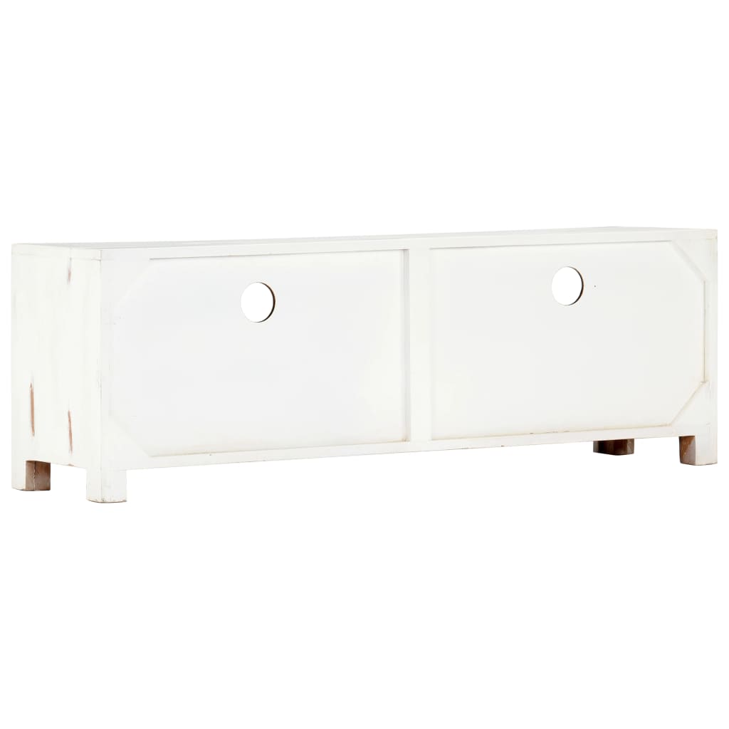 Mobile Porta TV Bianco 120x30x40 cm in Legno Massello di Acacia